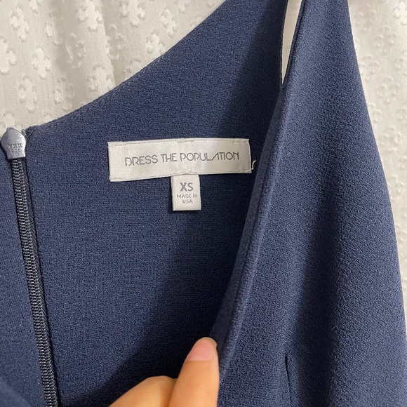 MOVING SALE-Dress the population Alicia Mixed Media Midi Dress- Navy XSmall - Picture 7 of 8